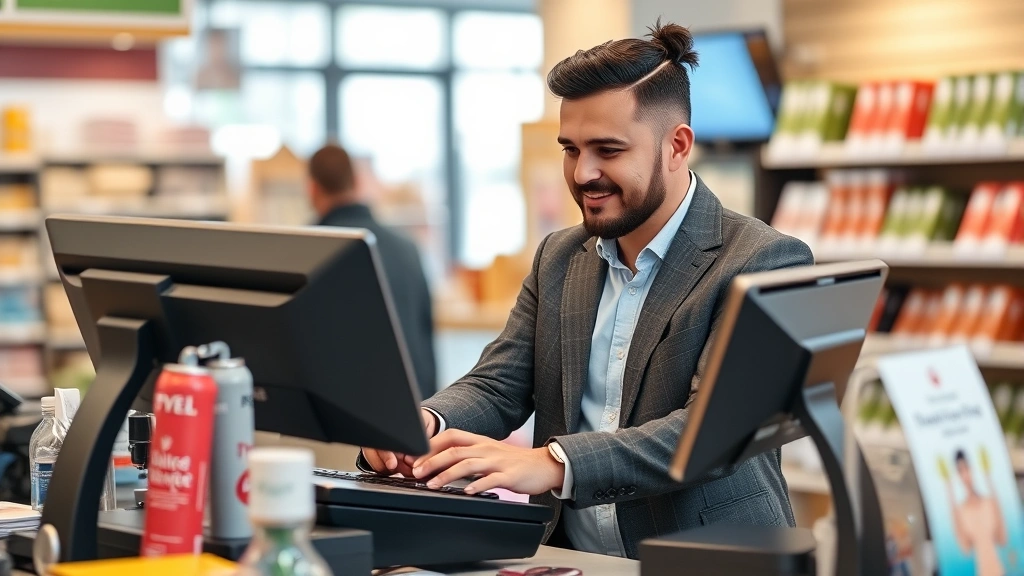 san antonio texas sales tax - 
Business owner at cash register in retail store processing customer transaction