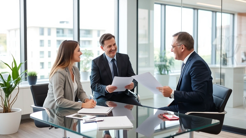 san francisco real estate tax - 
Modern real estate office with agents discussing property assessment and transf