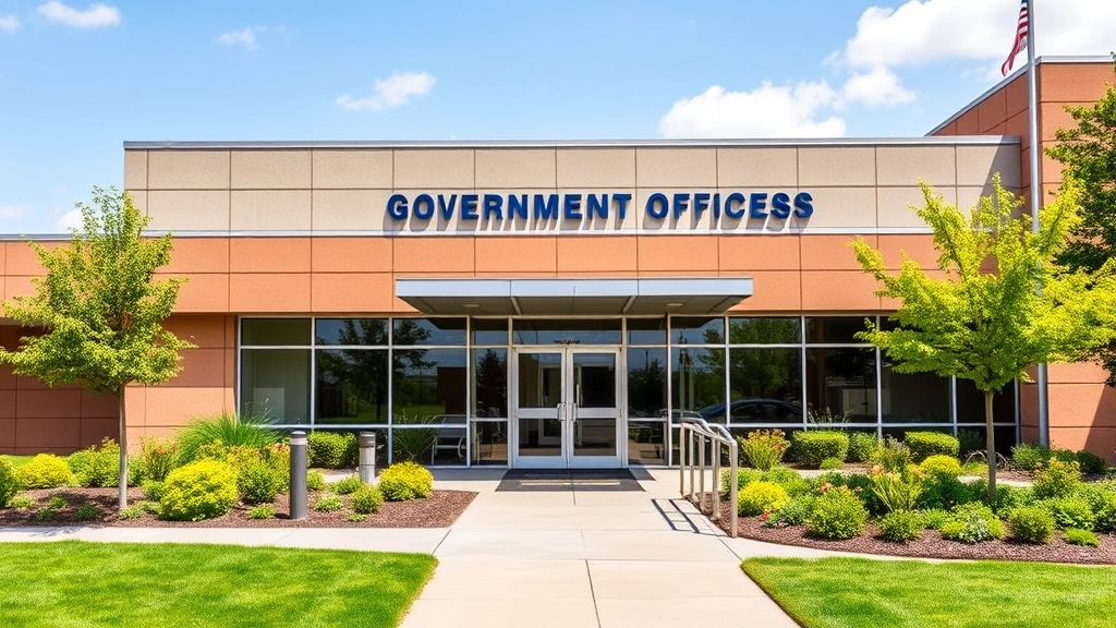 san joaquin county treasurer tax collector - 
Modern government office building exterior with clear signage, professional lan