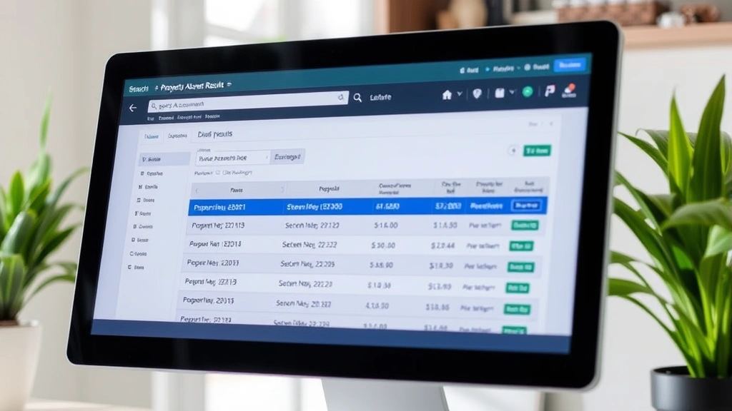 san mateo county property tax lookup - 
Computer screen displaying property assessment database search results interfac