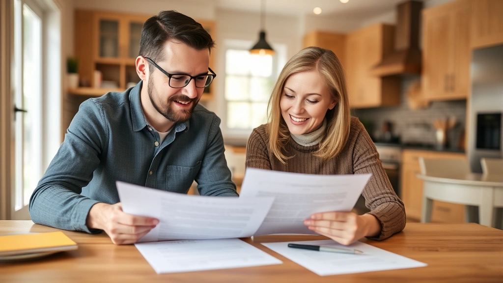 san mateo county property tax lookup - 
Diverse couple reviewing home purchase documents at kitchen table with digital 