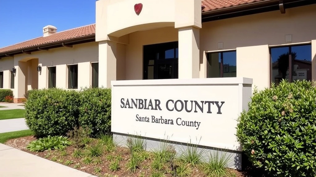 santa barbara county tax collector - 
Santa Barbara County government building exterior with professional landscaping