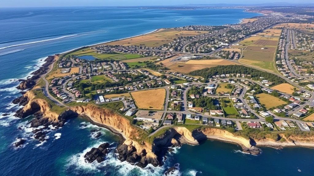 santa cruz county property tax - 
Aerial view of Santa Cruz County coastal homes and neighborhoods with property 
