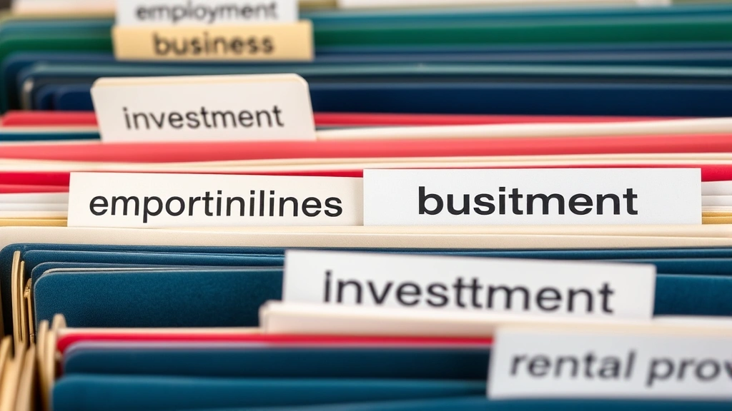 schedular tax - 
Close-up of organized file folders labeled with different income types: employm
