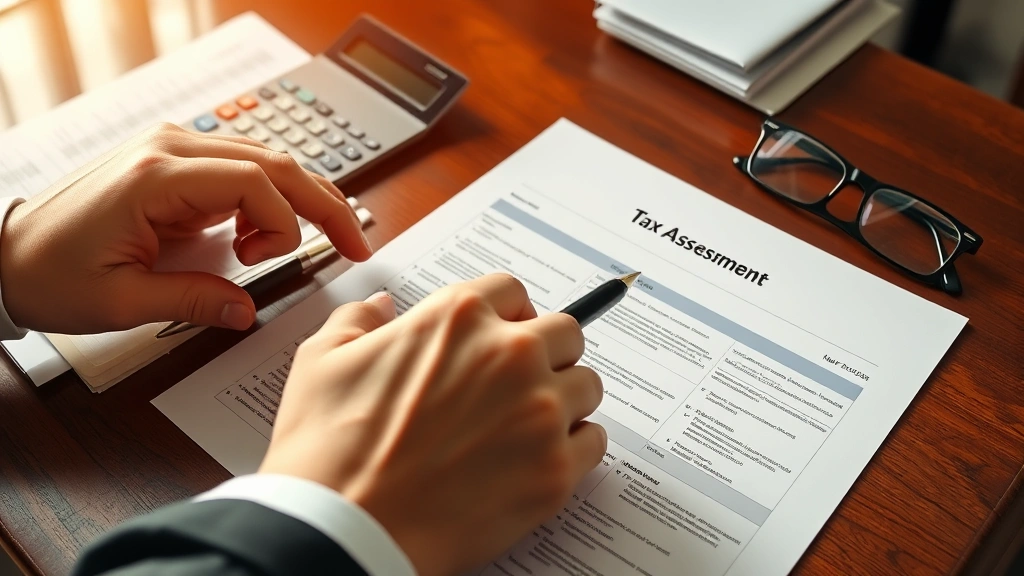 screven county tax records - 
Close-up of hands holding official tax assessment paperwork with a calculator a