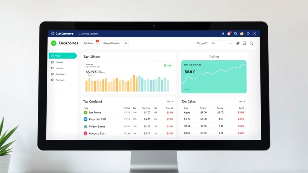 shopify sales tax - 
Modern ecommerce dashboard on computer screen showing sales metrics and tax cal