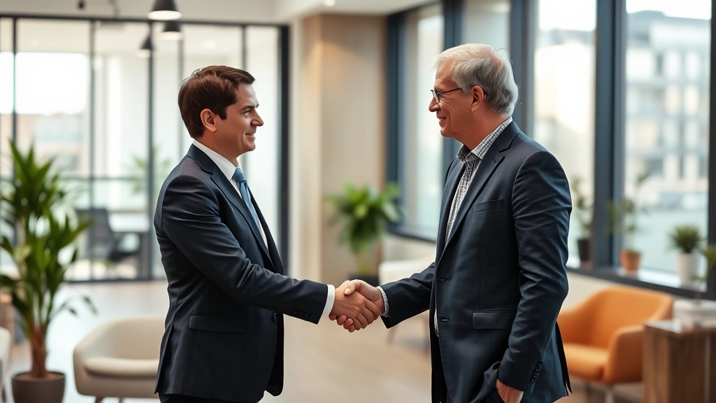smithtown taxes -
Tax professional and client shaking hands in modern office, discussing tax stra