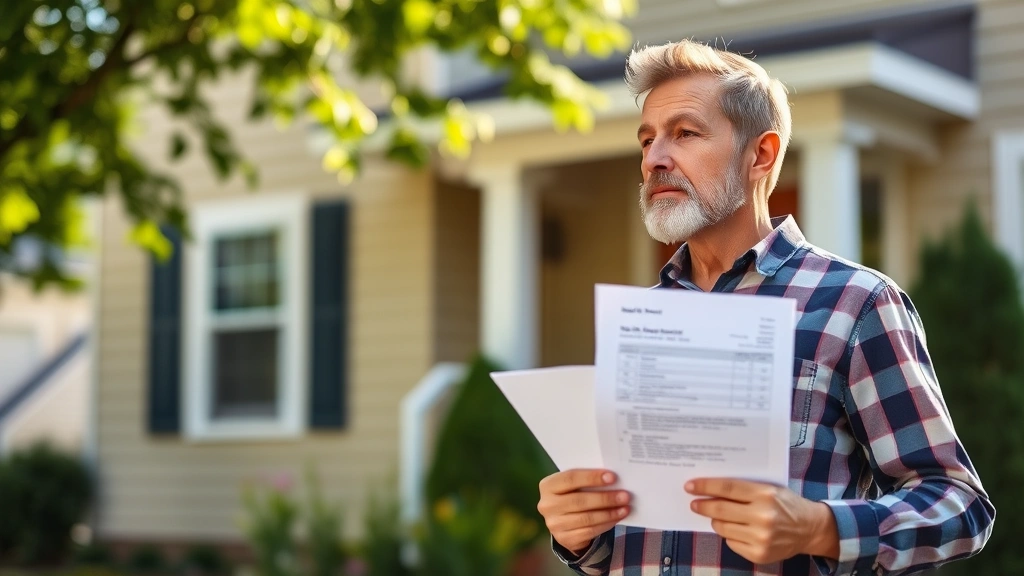 sonoma county property taxes - 
Male homeowner holding property tax assessment letter, standing in front of his