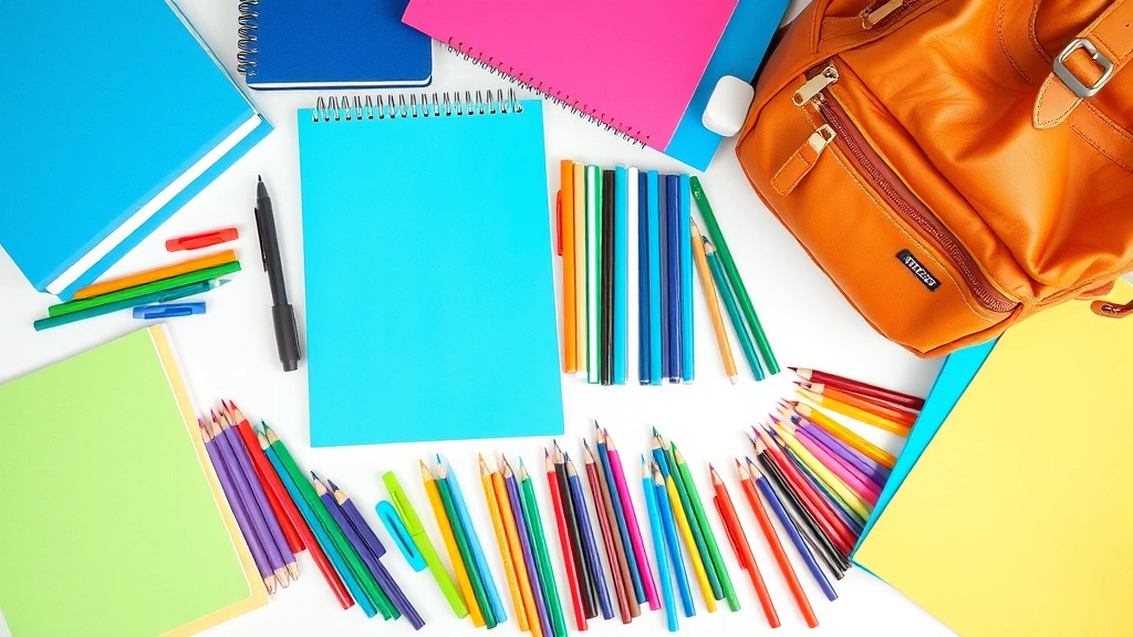 south carolina tax free weekend 2024 -
Overhead shot of organized school supplies including notebooks, pens, folders,