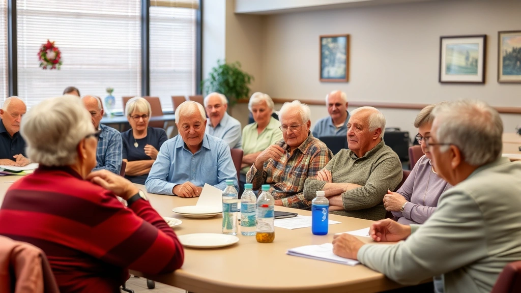 st clair property tax -
Diverse group of seniors at community center seminar about property tax benefit