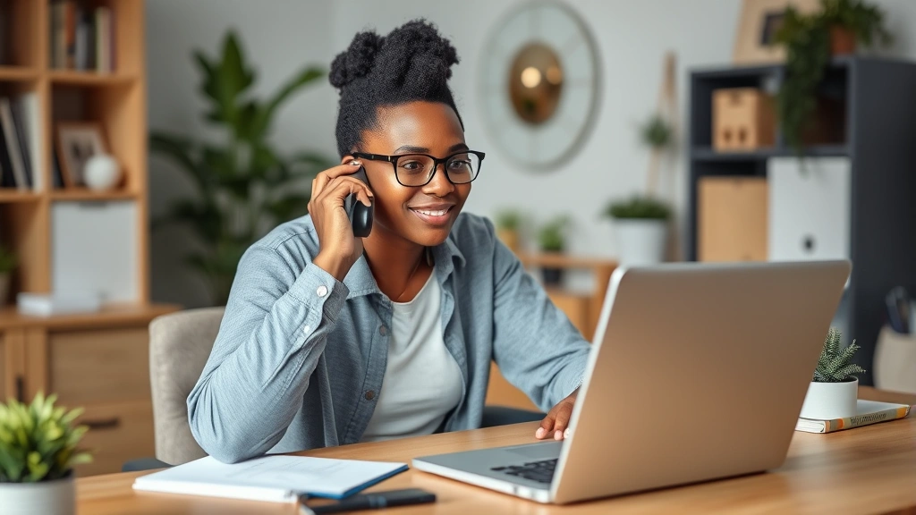 st louis county property tax delays -
Diverse homeowner on phone call with county office, sitting at home desk with l