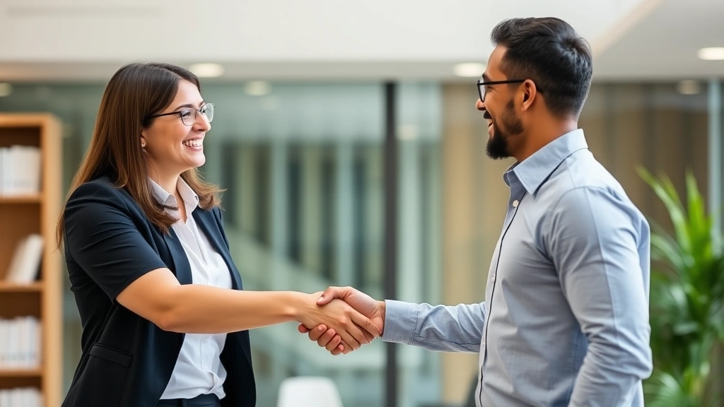 state and local tax refund summary - 
Handshake between tax professional and satisfied client after discussing refund