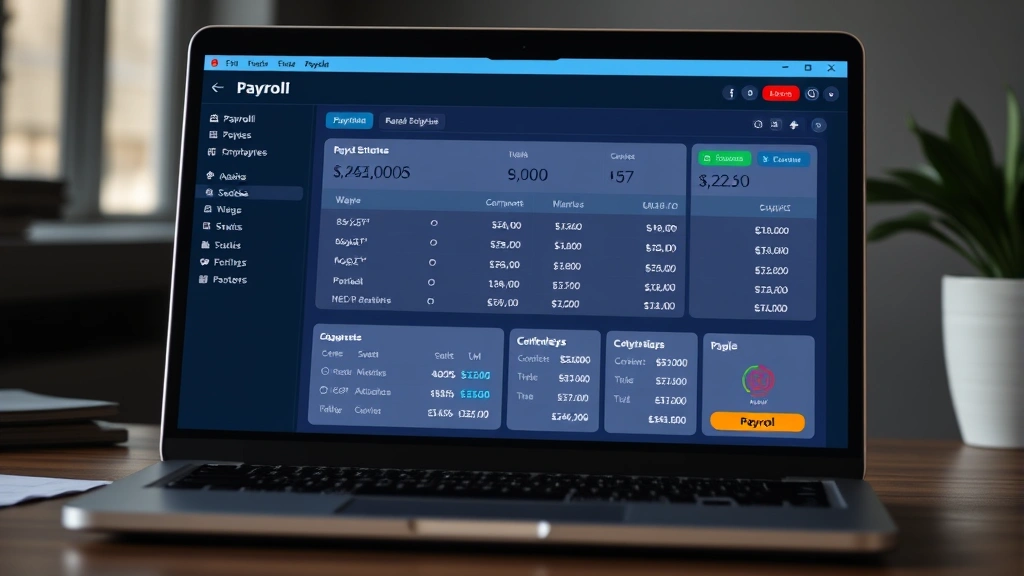 sui tax meaning - 
Laptop screen displaying payroll software dashboard with employee wages and SUI