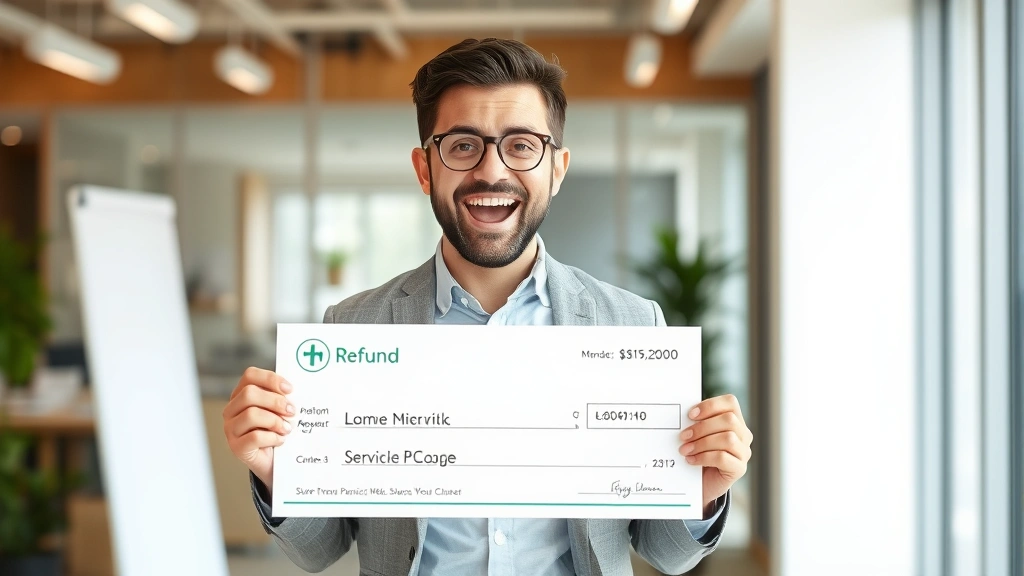 tax day meme - 
Happy individual holding refund check with excited expression, professional bus