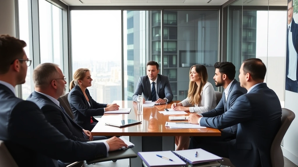 tax lawyer income - 
Diverse group of lawyers in business attire having strategic meeting around con
