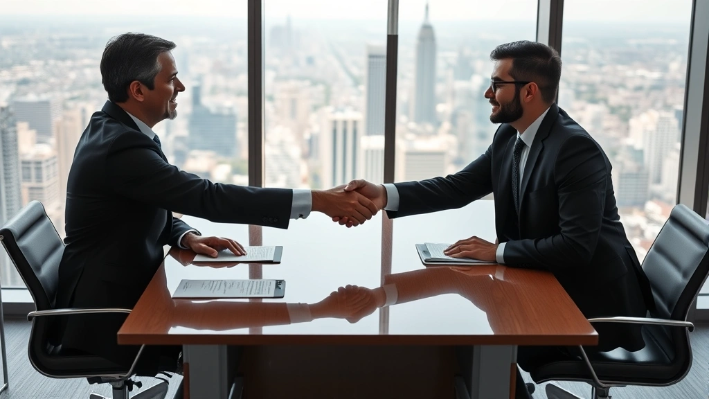 tax lawyer vacancies - 
Business professionals in formal meeting shaking hands across desk in high-rise
