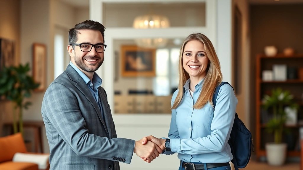 tax shoppe -
Friendly tax professional shaking hands with satisfied client in welcoming offi