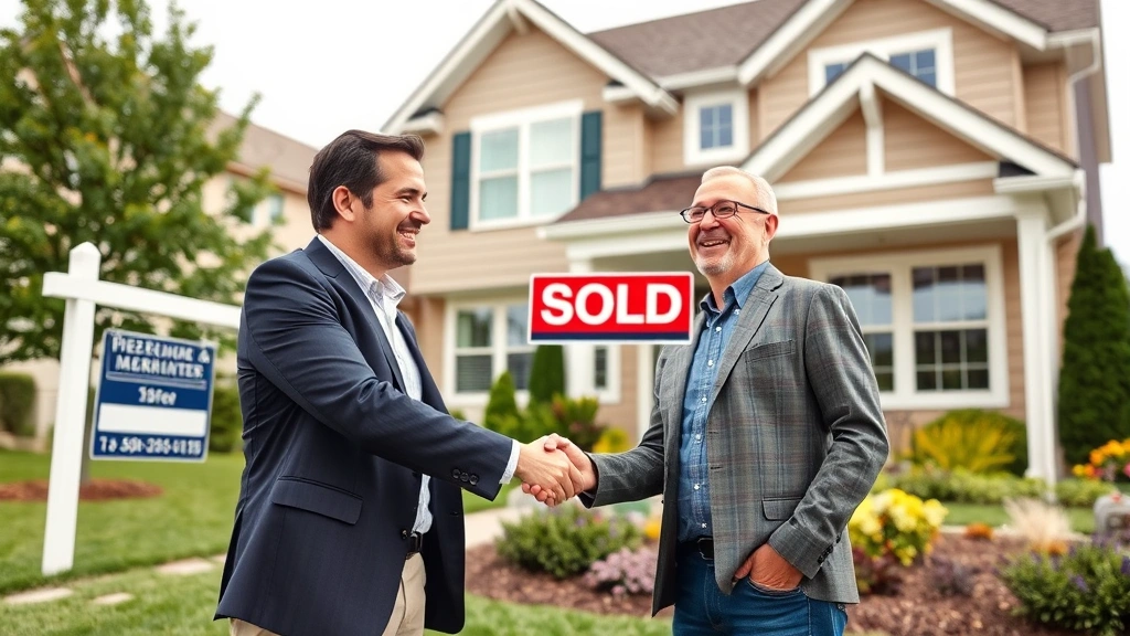 tax value vs market value - 
Real estate agent and homeowner shaking hands in front of attractive suburban h