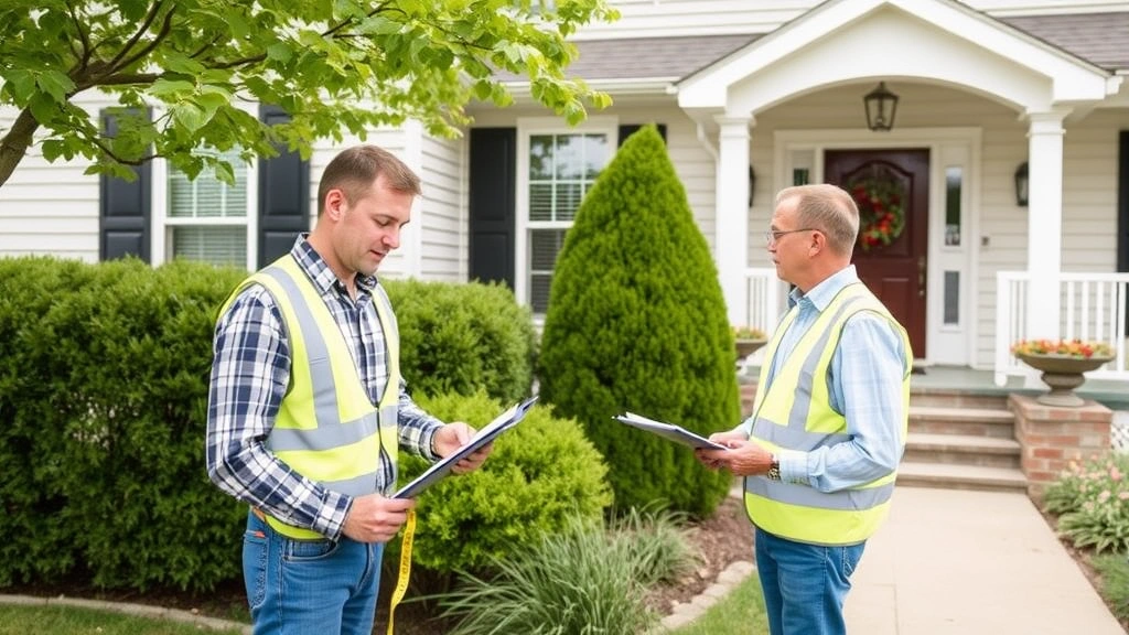 tax value vs market value - 
Tax assessor measuring and inspecting residential property exterior with clipbo