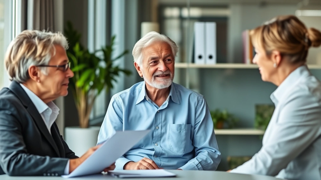 tennessee estate tax - 
Older couple meeting with a financial advisor in a professional office setting
