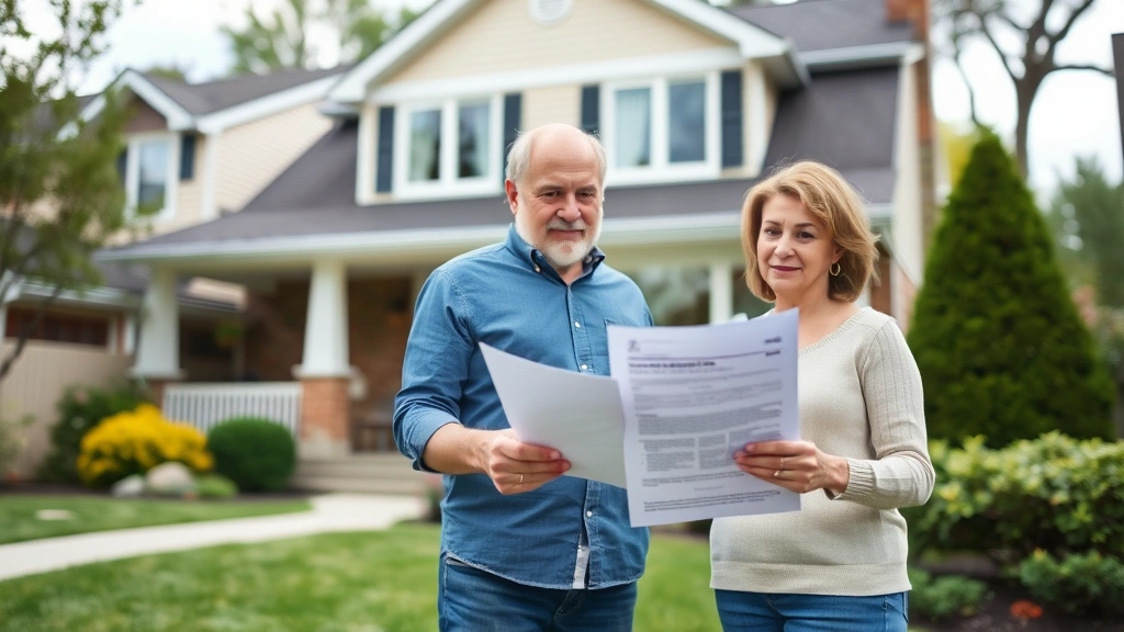 town of islip taxes - 
Mature homeowner couple standing in front of Long Island home exterior, reviewi