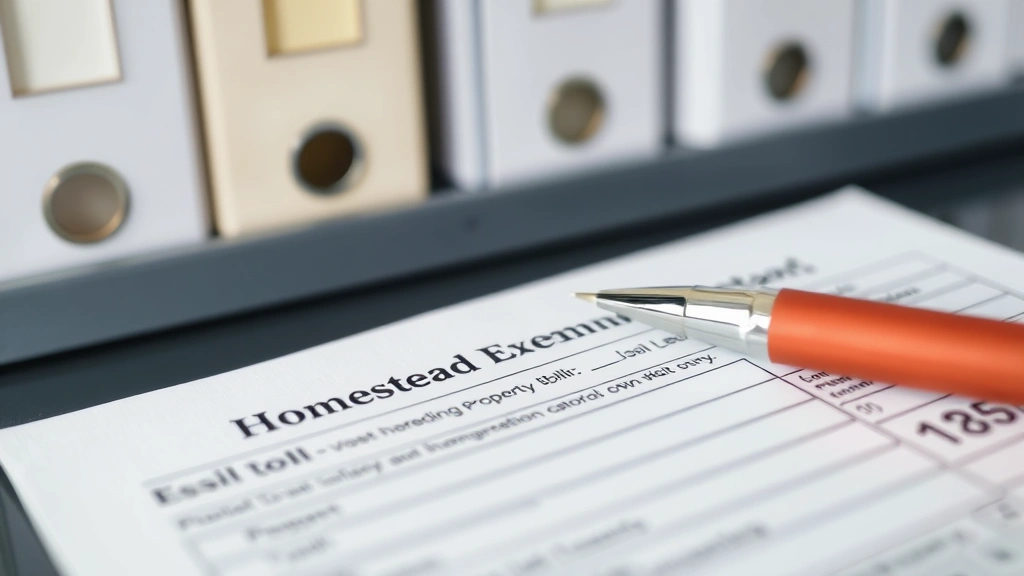 union county nc property tax - 
Close-up of property tax bill and homestead exemption form with pen ready to si