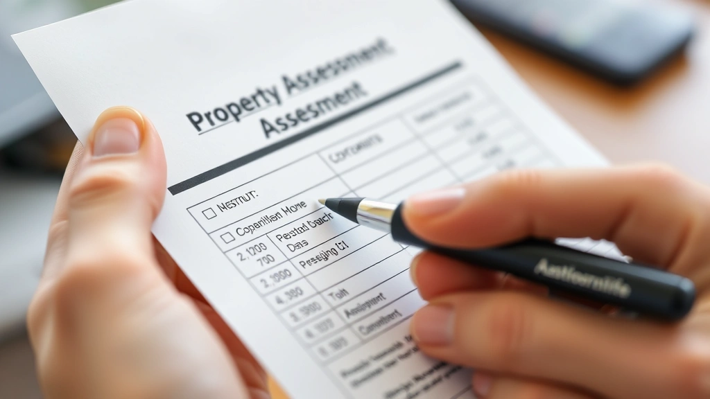 vb property tax - 
Close-up of hands holding a property assessment notice with a pen, showing revi