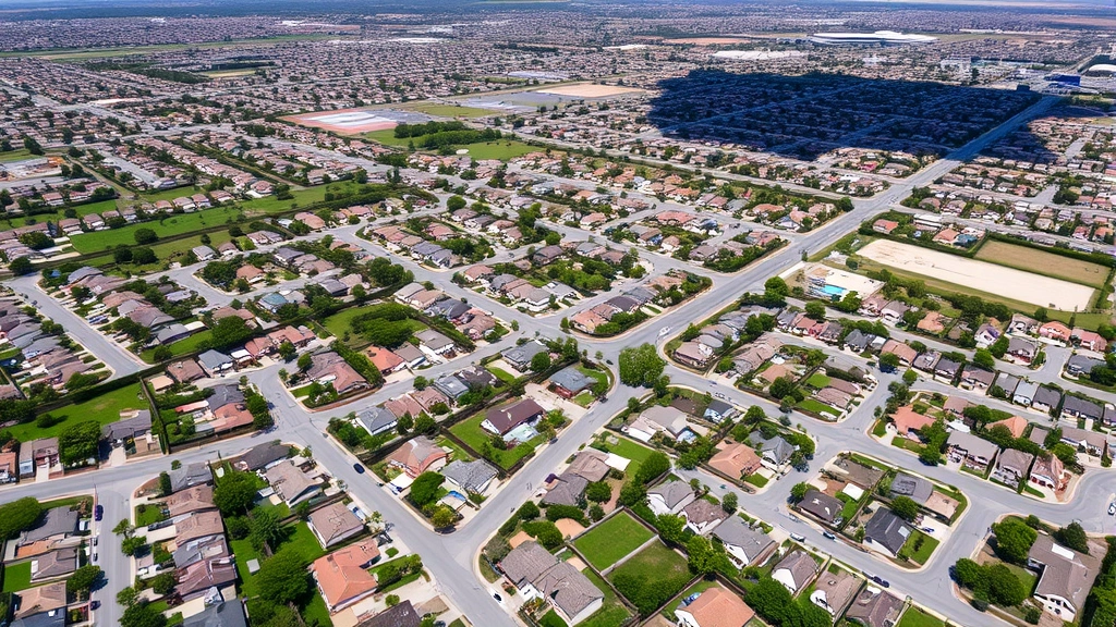 ventura county real estate taxes - 
Aerial view of Ventura County residential neighborhood with mix of homes and st