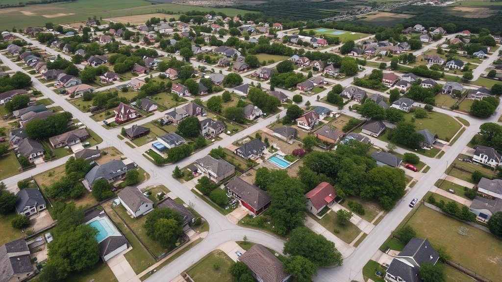 victoria county tax office -
Aerial view of Victoria County Texas residential neighborhood with mixed proper