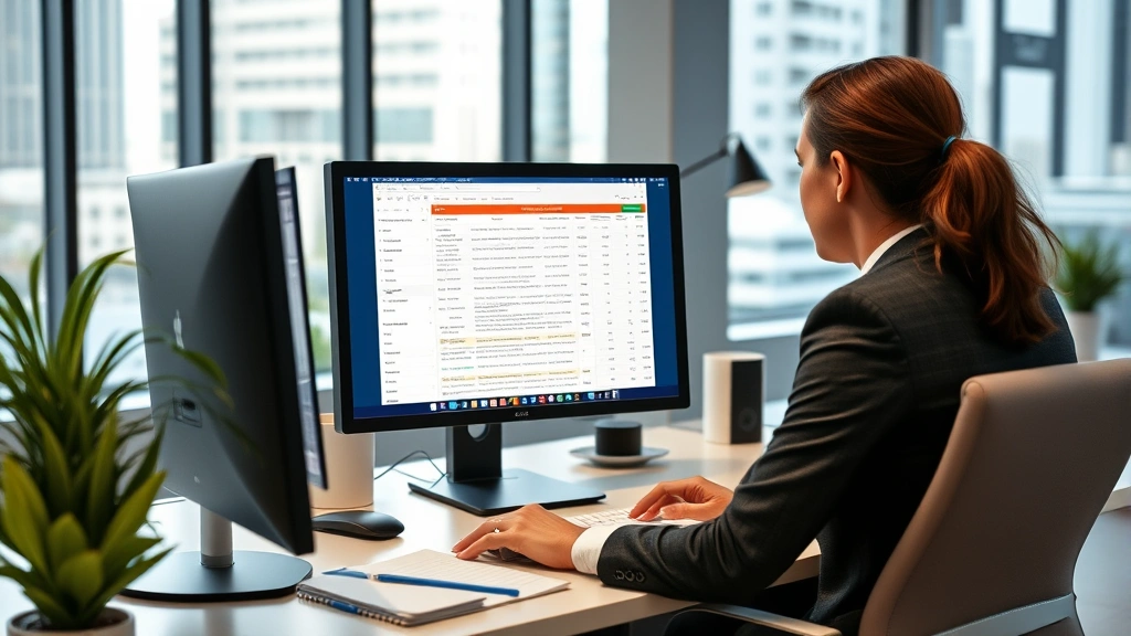victoria county tax office -
Tax professional reviewing property assessment records on computer screen in mo