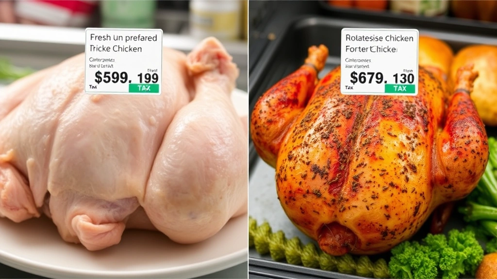 virginia sales tax on food -
Split-screen comparison showing fresh unprepared chicken and rotisserie prepare