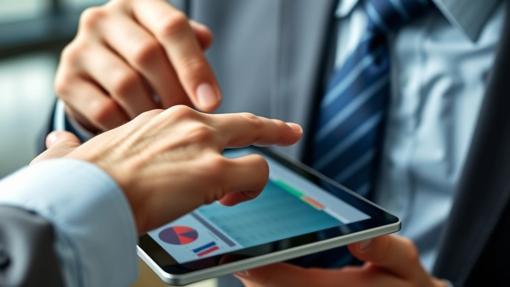 volusia county property tax - 
Close-up of hands pointing to comparable property sales data on tablet screen, 