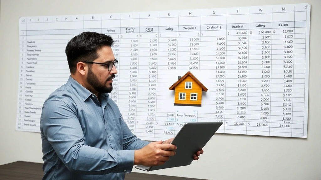 volusia county real estate taxes -
Real estate investor analyzing rental property financials with spreadsheet show