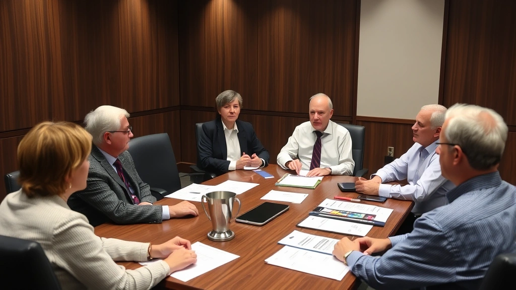 volusia county real estate taxes -
Diverse group in formal meeting room discussing property valuation appeal with