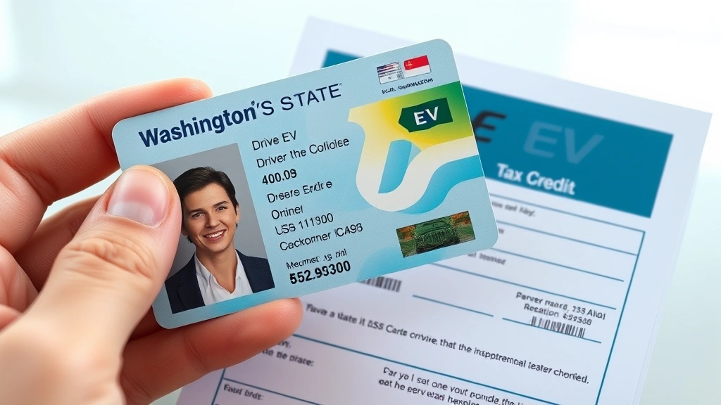 washington ev tax credit - 
Close-up of hands holding Washington state driver’s license and EV vehicl
