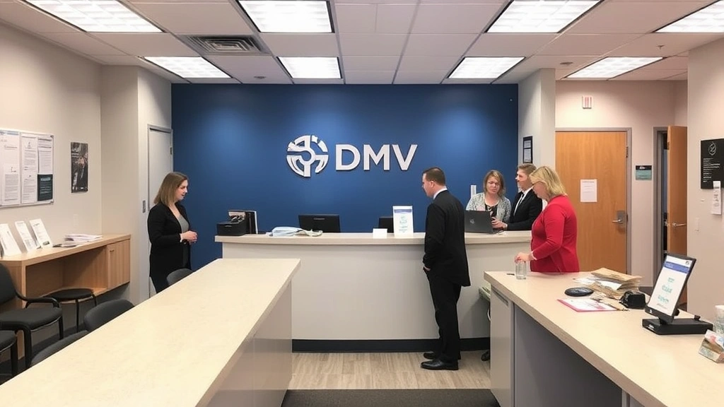 waterbury car taxes - 
Connecticut DMV office interior with registration counter and professional staf
