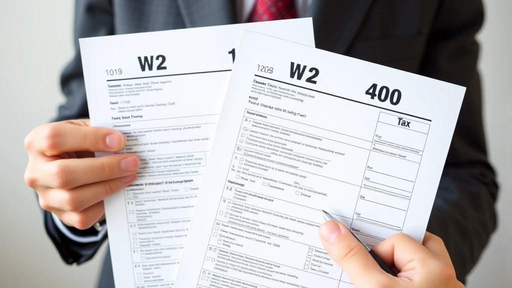 what is a non refundable tax credit -
Close-up of hands holding W-2 and 1040 tax forms with pen, neutral background,