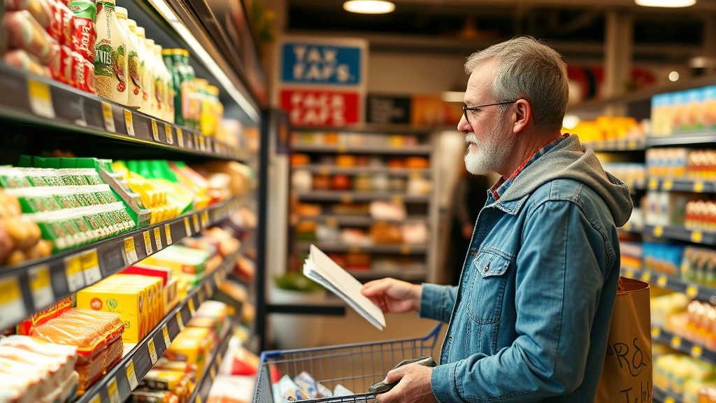 what is ct sales tax - 
Person shopping in Connecticut grocery store examining tax-exempt food items
