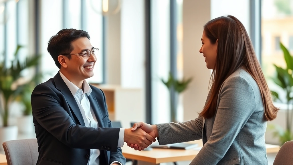 what is sui tax - 
Employer and employee shaking hands during job interview in bright office setti