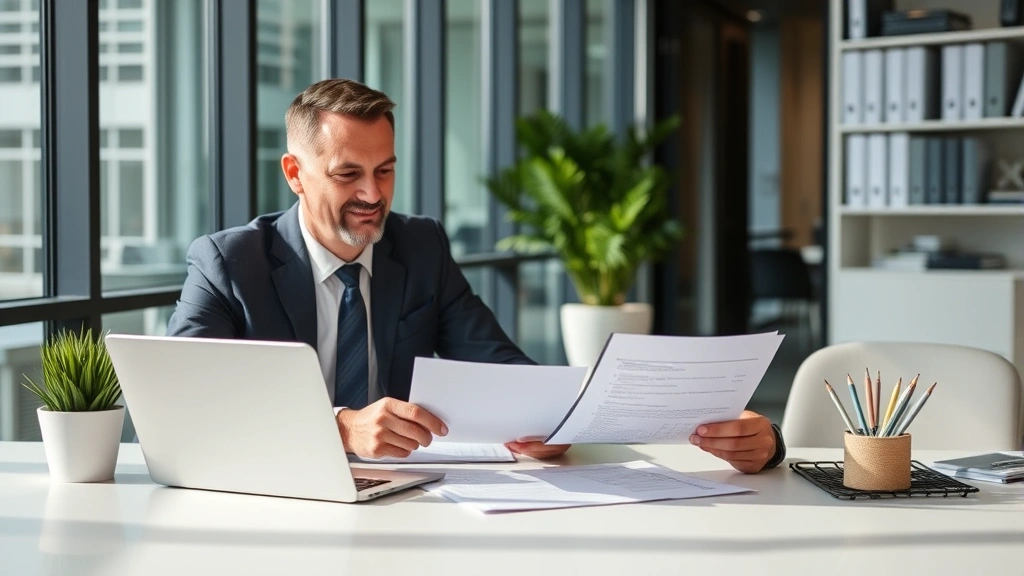 what is utah sales tax -
Modern office setting with accountant reviewing tax compliance documents and la