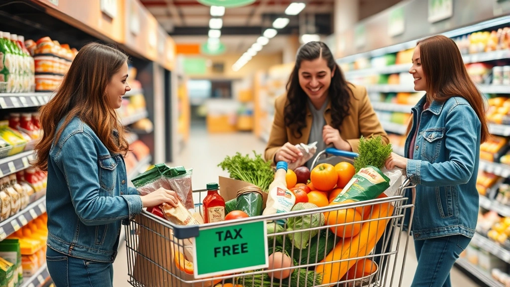 what is virginia sales tax - 
Family grocery shopping with tax-free groceries in shopping cart
