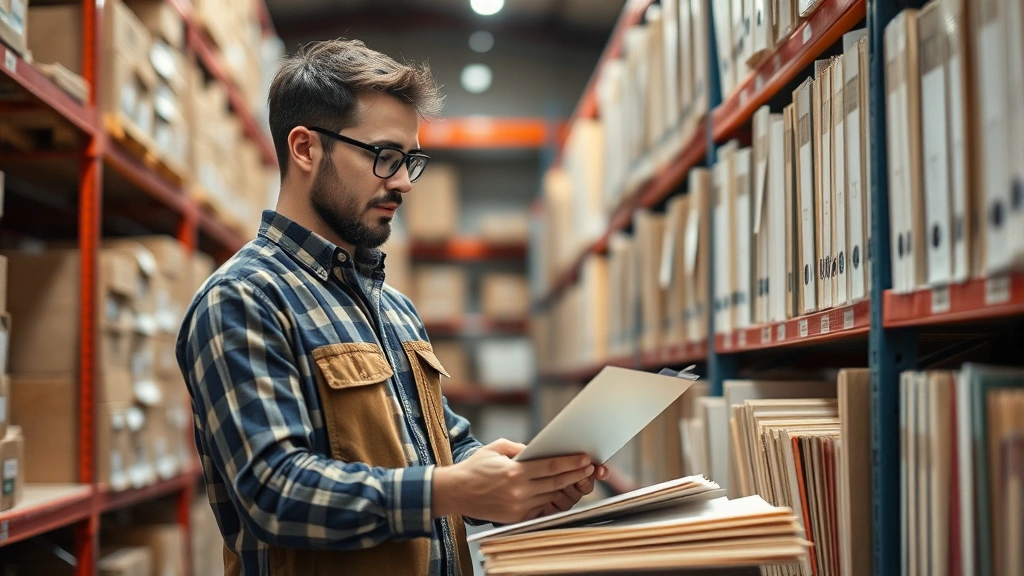 what is virginia sales tax - 
Business owner managing inventory and sales records with filing system
