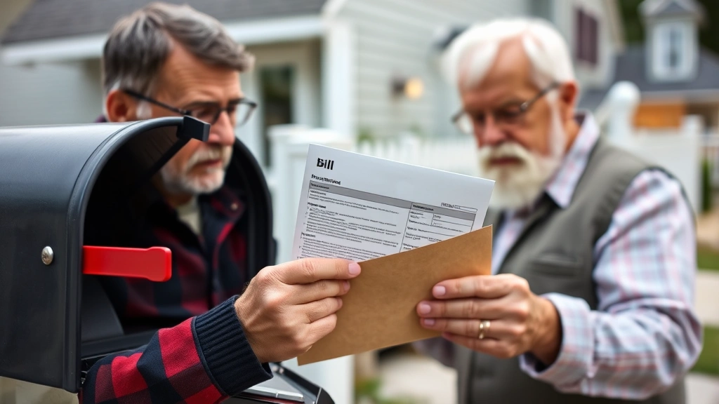 when are cook county property taxes due - 
Homeowner receiving property tax bill in mailbox, examining envelope with conce
