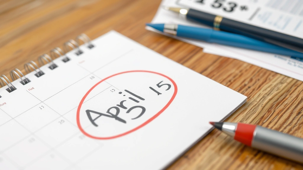 when are virginia taxes due -
Close-up of calendar with April 15 circled in red marker, tax forms scattered n