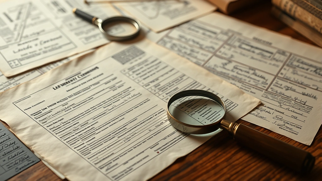 when did property tax start - 
Historical land deed documents and property records spread on table with magnif