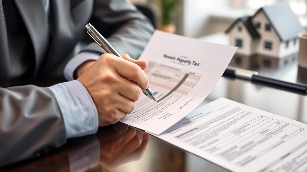 when is property tax due in california - 
Homeowner signing property tax payment form with pen, mortgage documents visibl