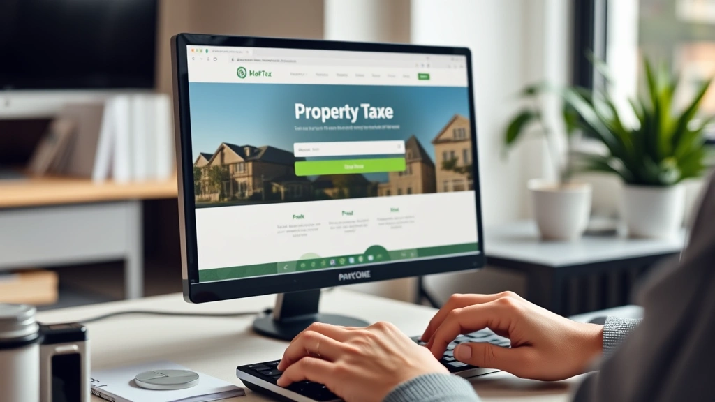 when is property tax due in california - 
Computer screen displaying online property tax payment portal, hands typing on 