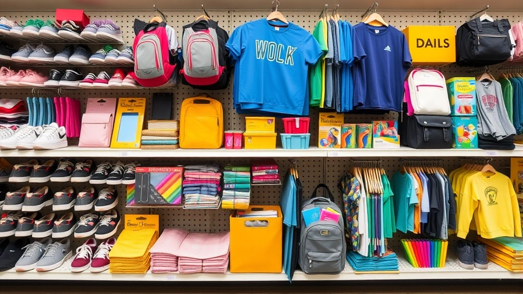 when is tax free week in maryland - 
Organized display of back-to-school items including shoes, clothing, and suppli