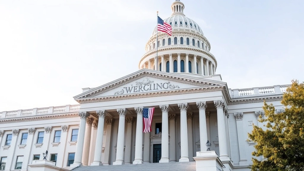 where do my taxes go -
Modern government building or capitol with American flag, representing federal