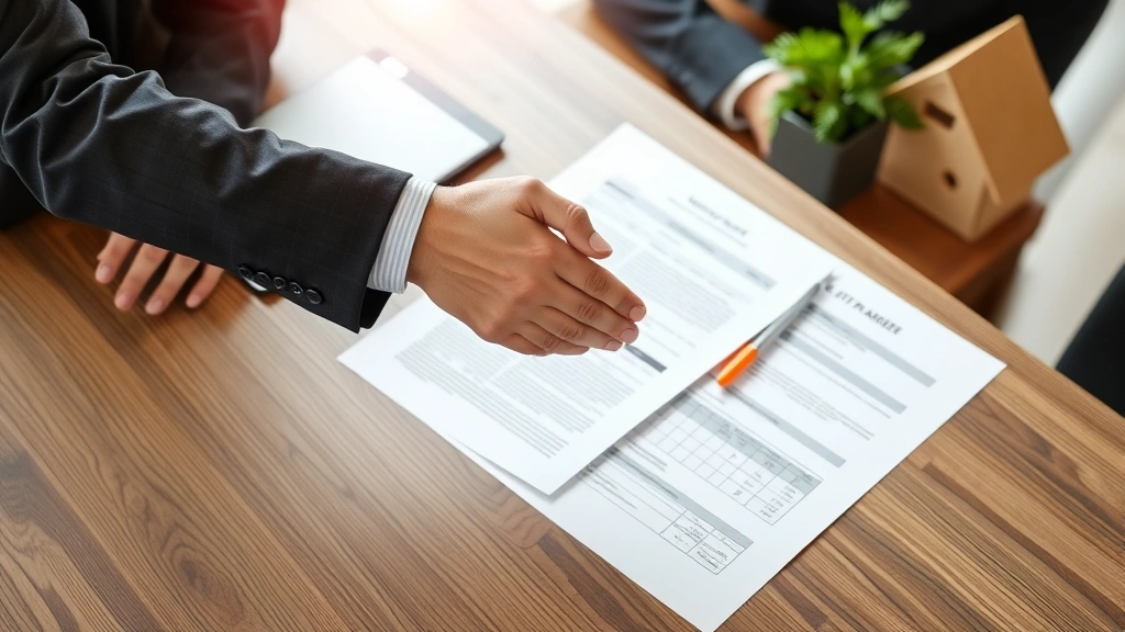 who pays property taxes on a land contract - 
Professional handshake between real estate agent and client with property deed 